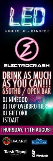 Electrocrash Open Bar Madness at Led Club Bangkok